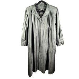 Vintage Evan Picone Womens Oversized Raincoat Size 14 Liner Gray Trench Coat